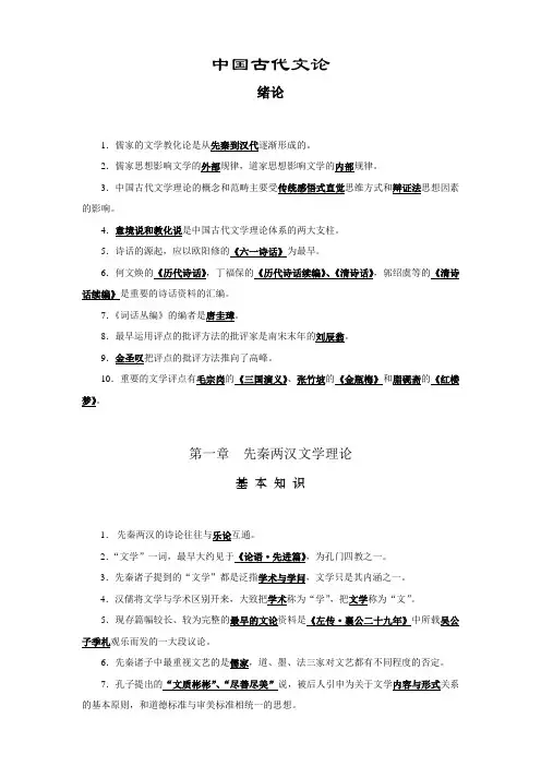 中国古代文学批评史复习资料