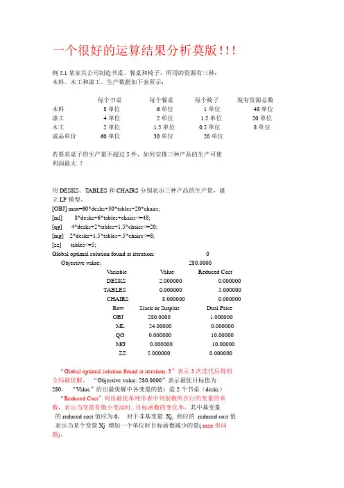 LINGO解题结果的分析