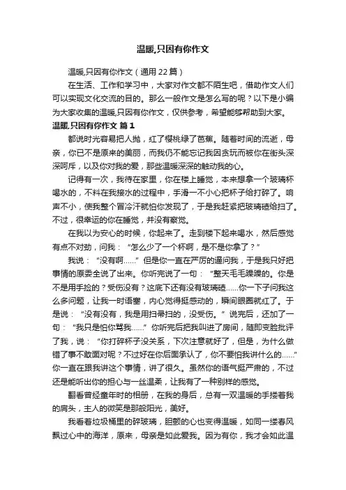 温暖,只因有你作文（通用22篇）