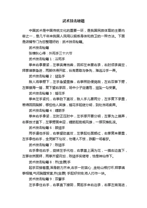 武术技击秘籍