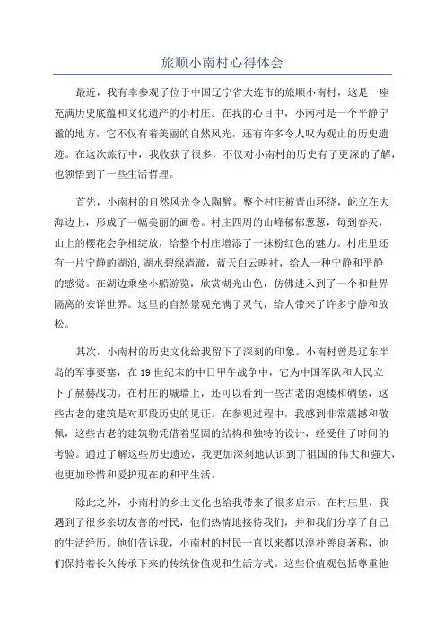 旅顺小南村心得体会