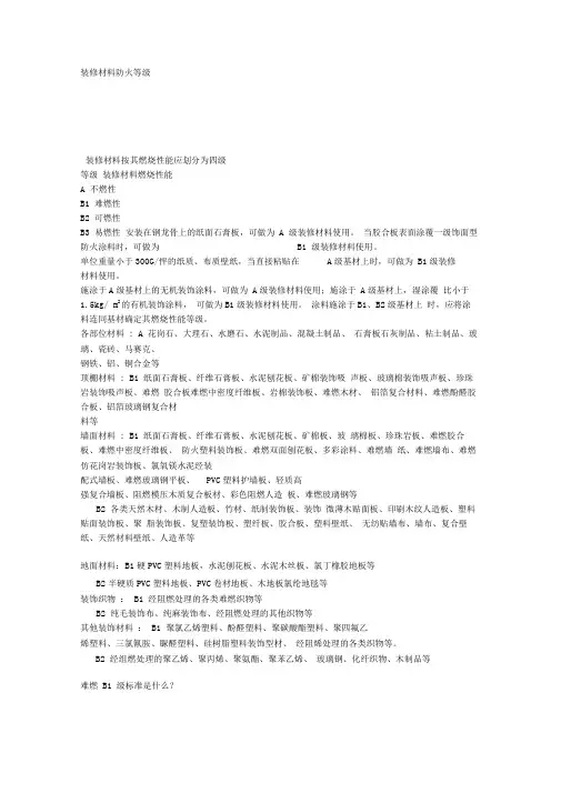 装修材料防火等级