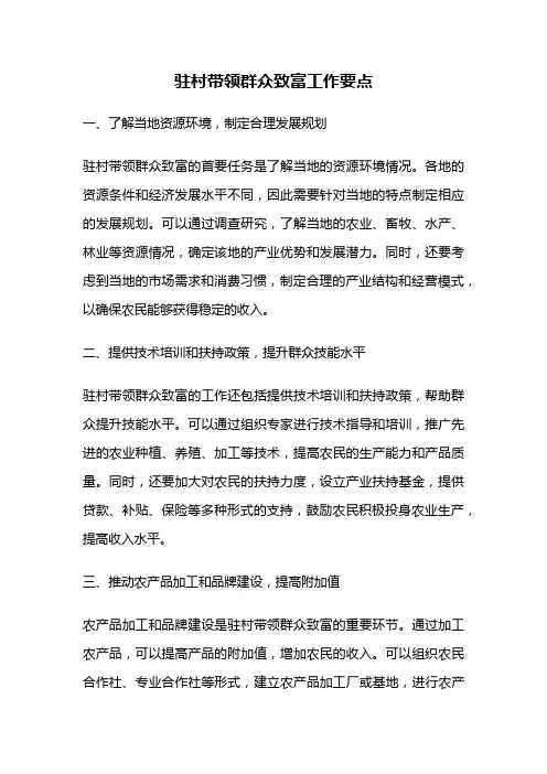 驻村带领群众致富工作要点