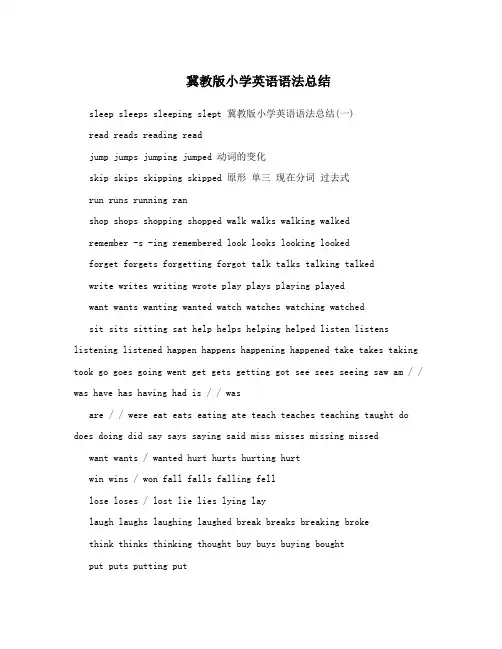 冀教版小学英语语法总结