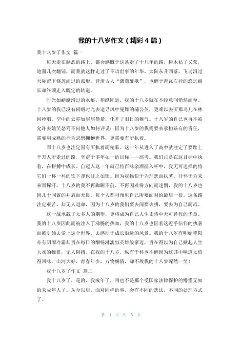 我的十八岁作文(精彩4篇)