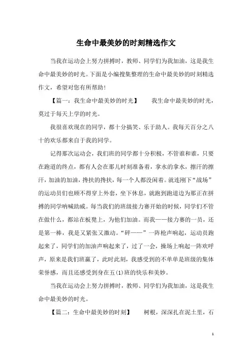 生命中最美妙的时刻精选作文