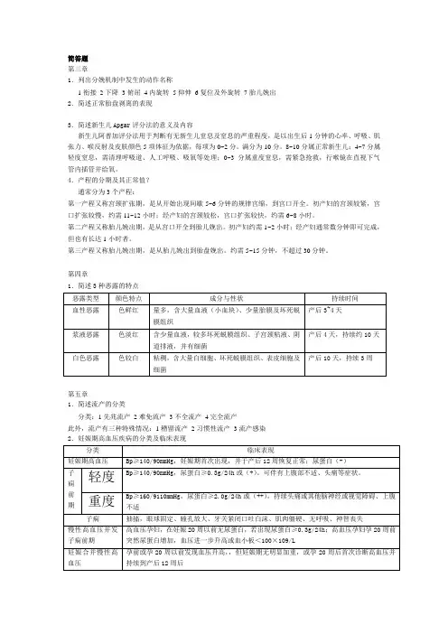 妇产科部分简答题及答案
