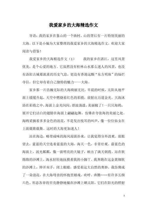我爱家乡的大海精选作文