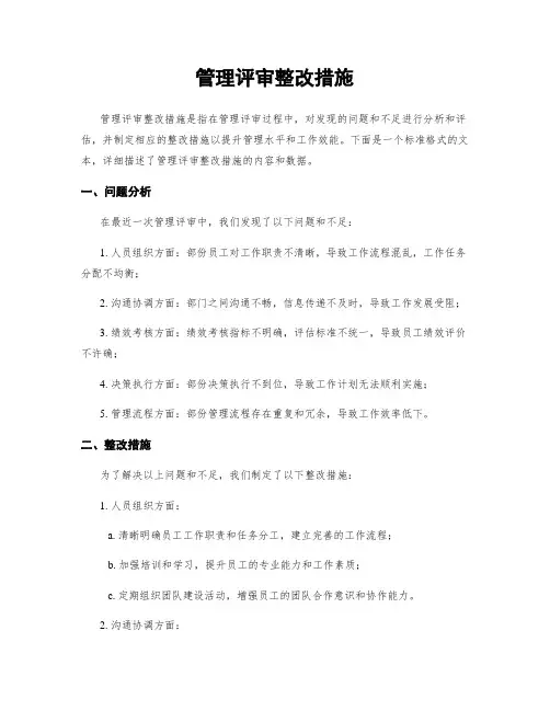 管理评审整改措施