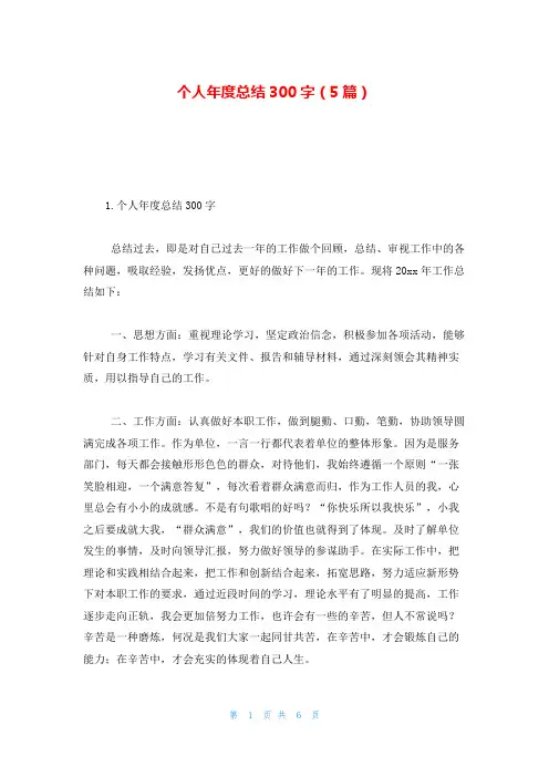 个人年度总结300字(5篇)