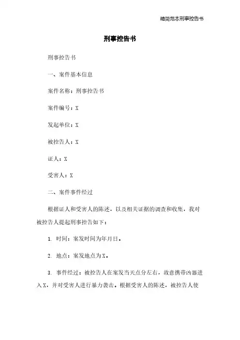 精简范本刑事控告书