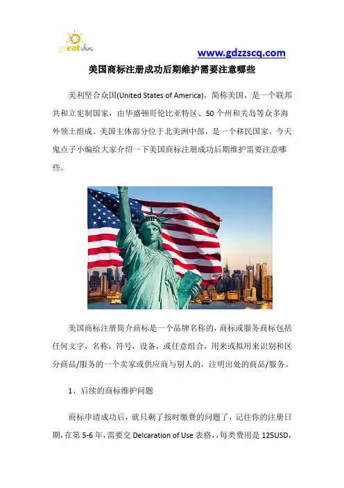 美国商标注册成功后怎么维护