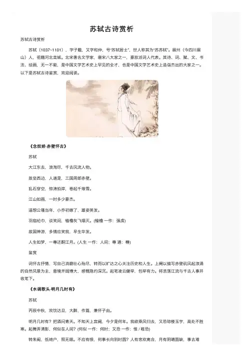 苏轼古诗赏析