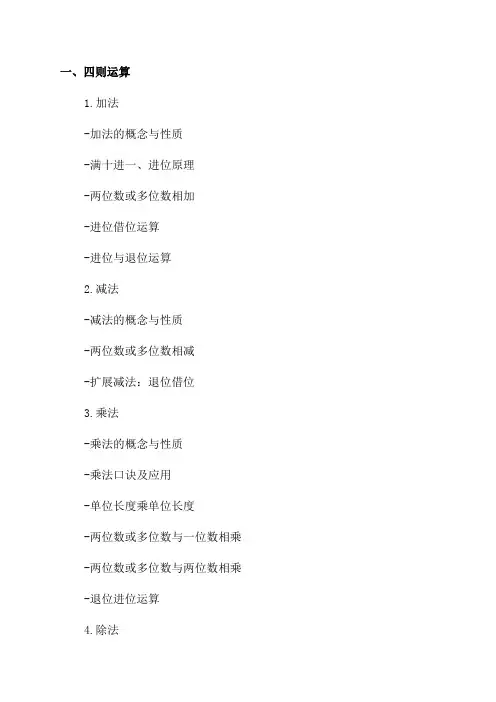 小学六年级数学知识点及复习提纲