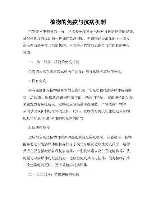 植物的免疫与抗病机制