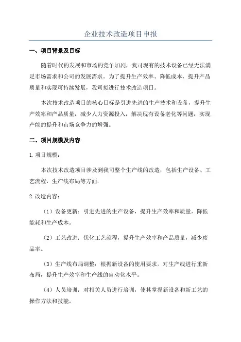 企业技术改造项目申报