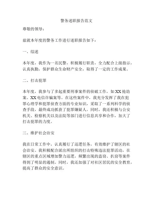 警务述职报告范文