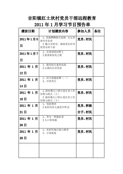 2011节目单