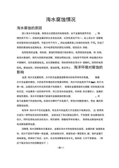 完整版海水腐蚀情况讲解