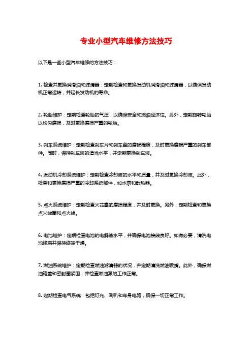 专业小型汽车维修方法技巧