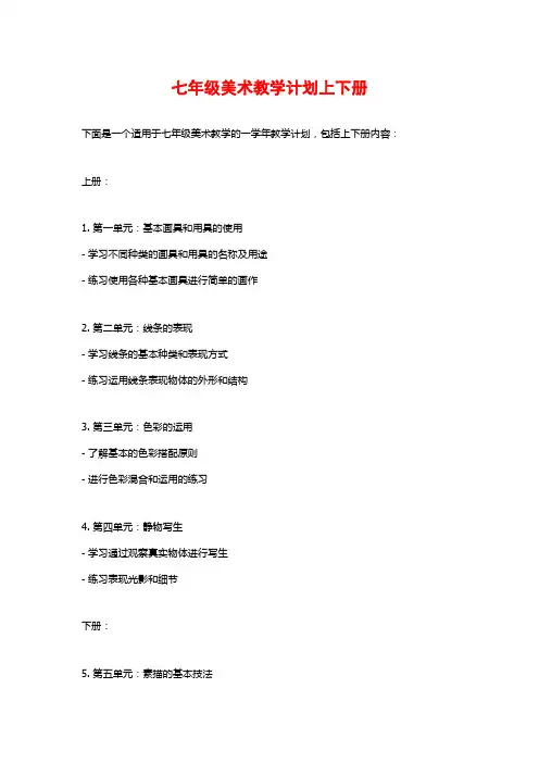 七年级美术教学计划上下册