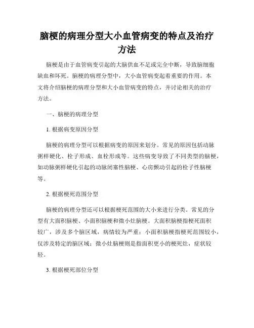 脑梗的病理分型大小血管病变的特点及治疗方法