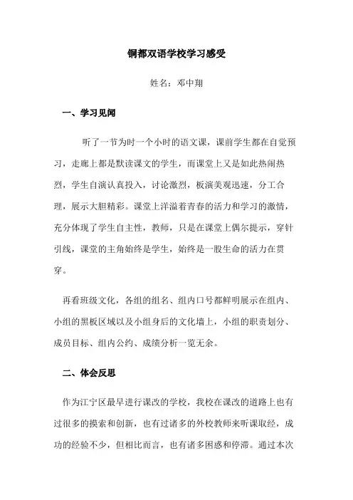 铜都双语学校学习感受