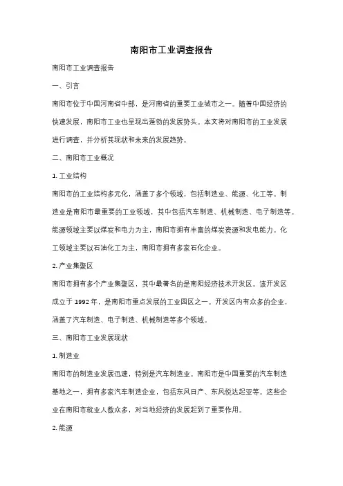 南阳市工业调查报告