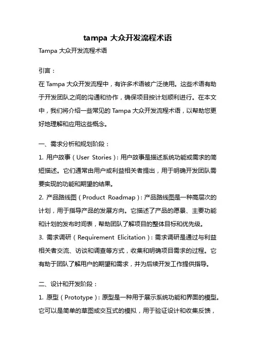 tampa 大众开发流程术语
