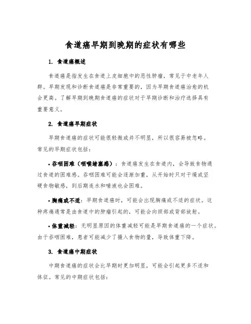 食道癌早期到晚期的症状有哪些