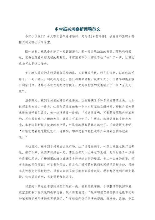 乡村振兴考察新闻稿范文