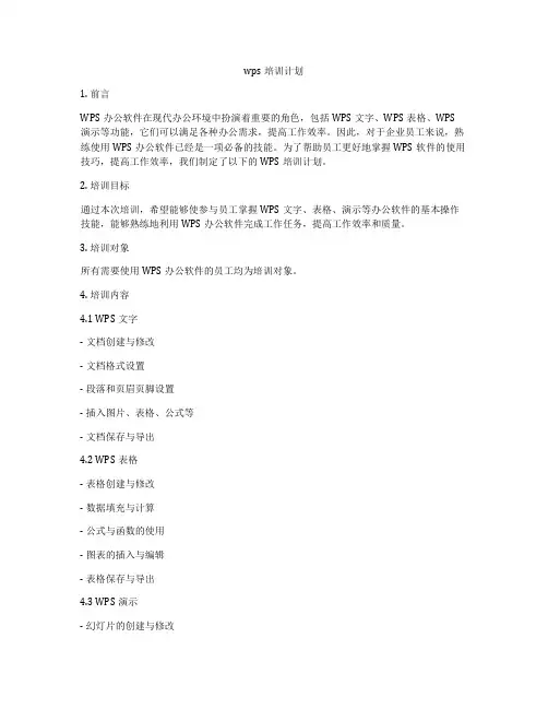 wps培训计划