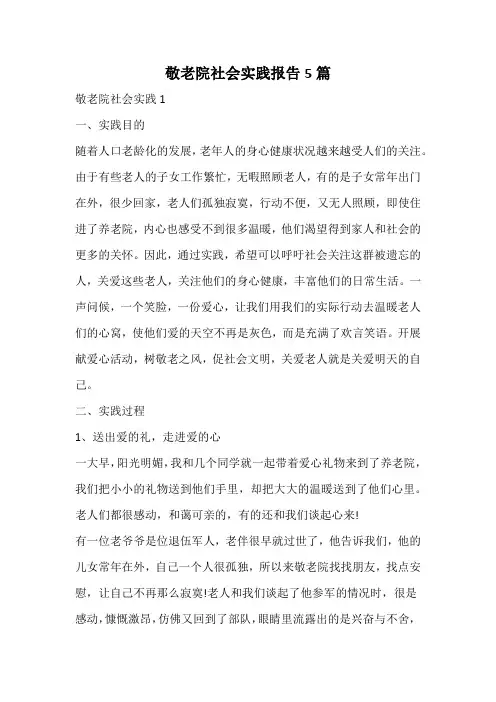 敬老院社会实践报告