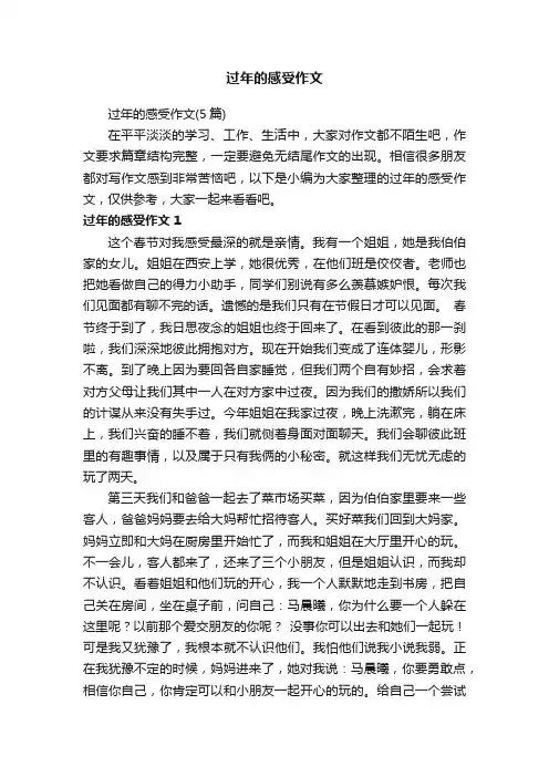 过年的感受作文（5篇）
