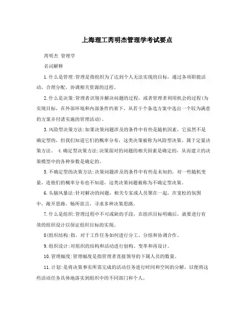 上海理工芮明杰管理学考试要点