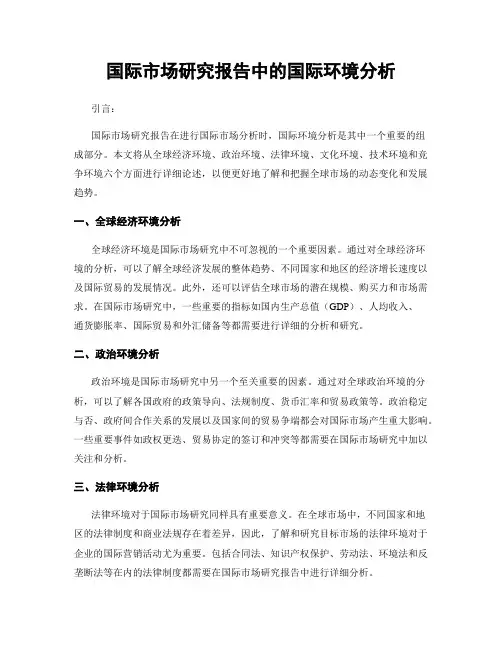 国际市场研究报告中的国际环境分析