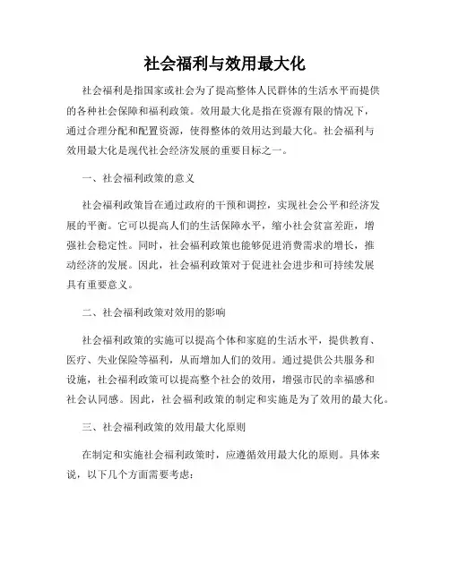 社会福利与效用最大化