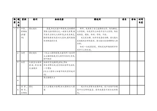 电视节目制作分镜头脚本