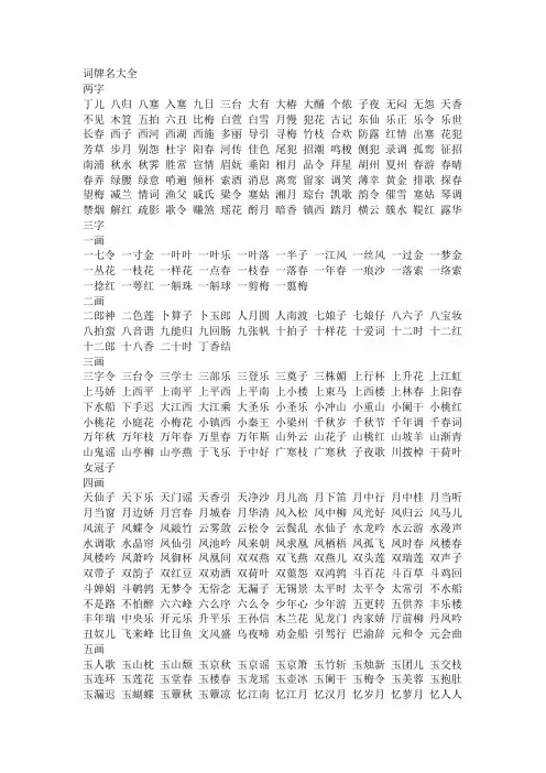 词牌名大全