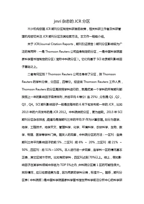 jmri杂志的JCR分区