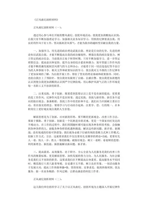 正风肃纪剖析材料12篇