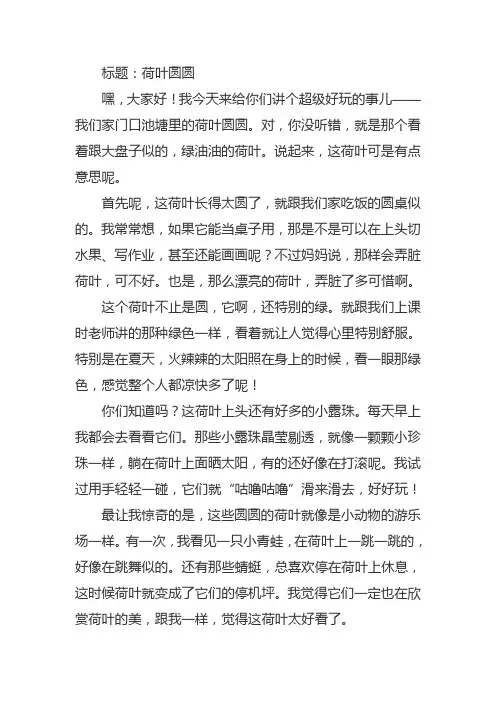 荷叶圆圆一年级下册作文