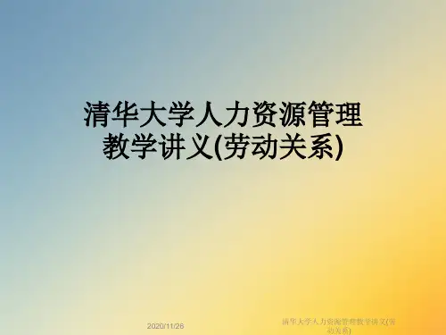 清华大学人力资源管理教学讲义(劳动关系)