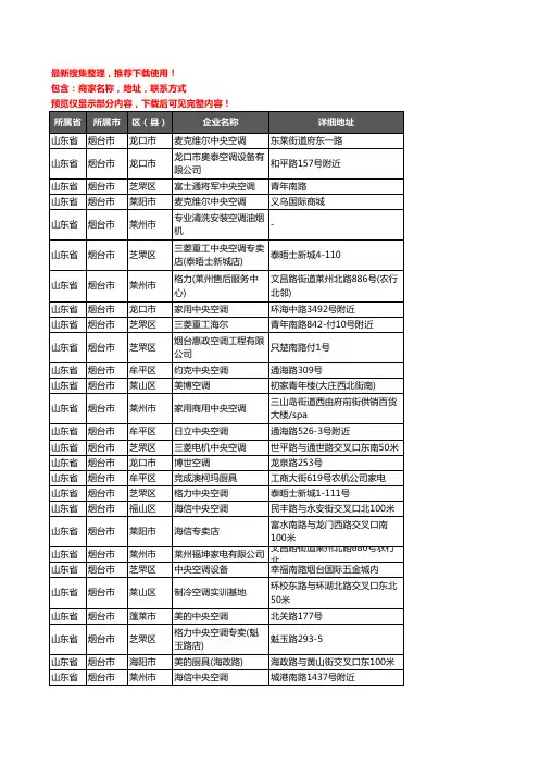 新版山东省烟台市中央空调企业公司商家户名录单联系方式地址大全264家