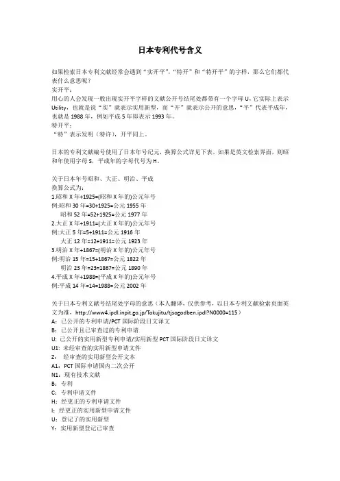 日本专利代号含义