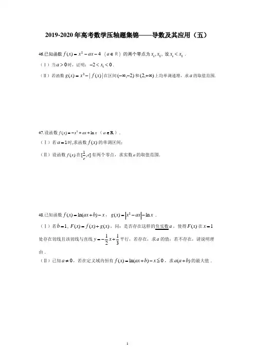(完整版)2019-2020年高考数学压轴题集锦——导数及其应用(五)