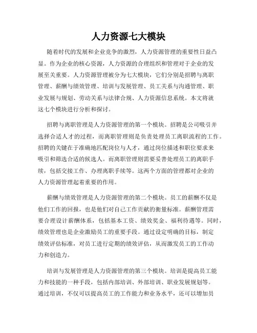 人力资源七大模块