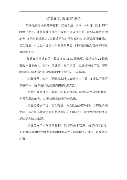 红薯的冷害感官评价