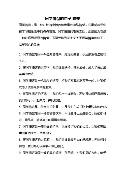 同学情谊的句子 唯美