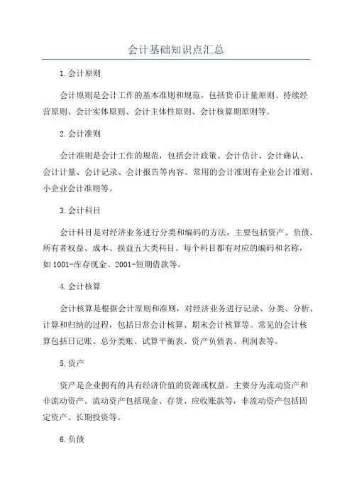 会计基础知识点汇总